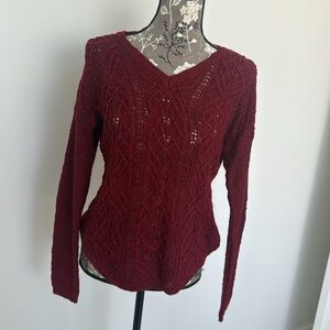 PINK ROSE Secret Deep Red Crewneck Sweater